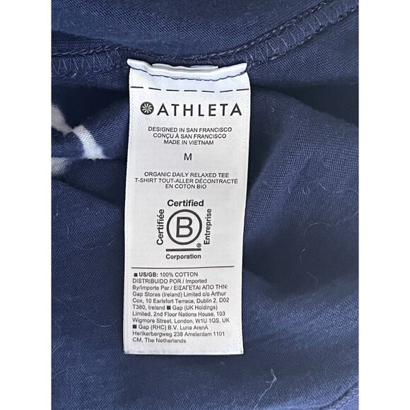 Athleta Organic Daily Relaxed Tee Size Medium Tie Dye Blue White Lounge Comfy - Picture 4 of 7